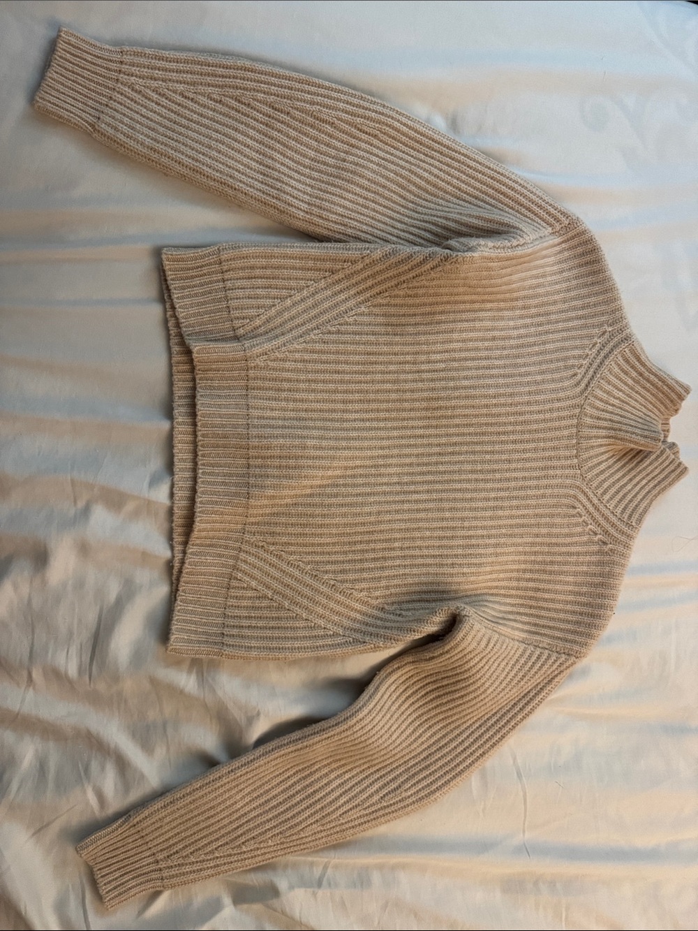 NAADAM Light Pink- Beige Ribbed Mock Turtleneck Sweater